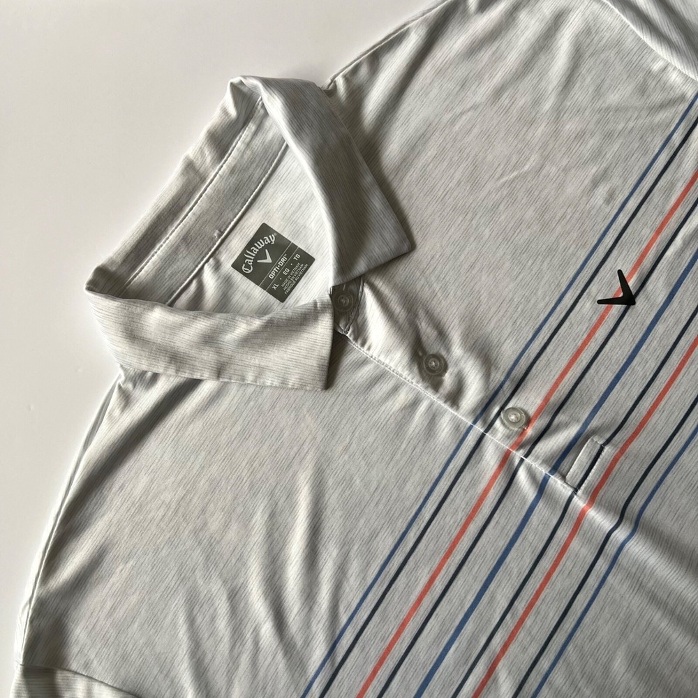 Callaway Men's Size XL Grey Striped Opti-Dry Golf‎ Shirt Polo